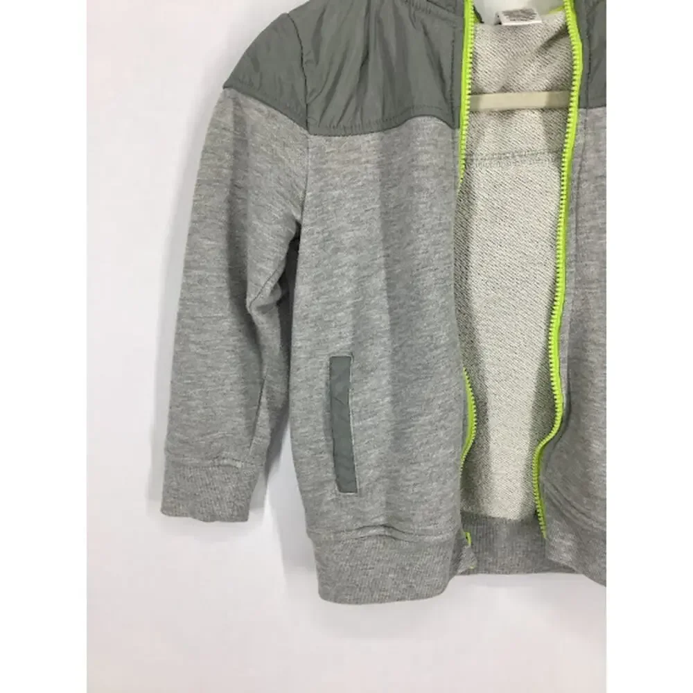Gymboree Boys Gray Green Full Zip Hooded Sweatshirt Kids Youth Size Small 5-6